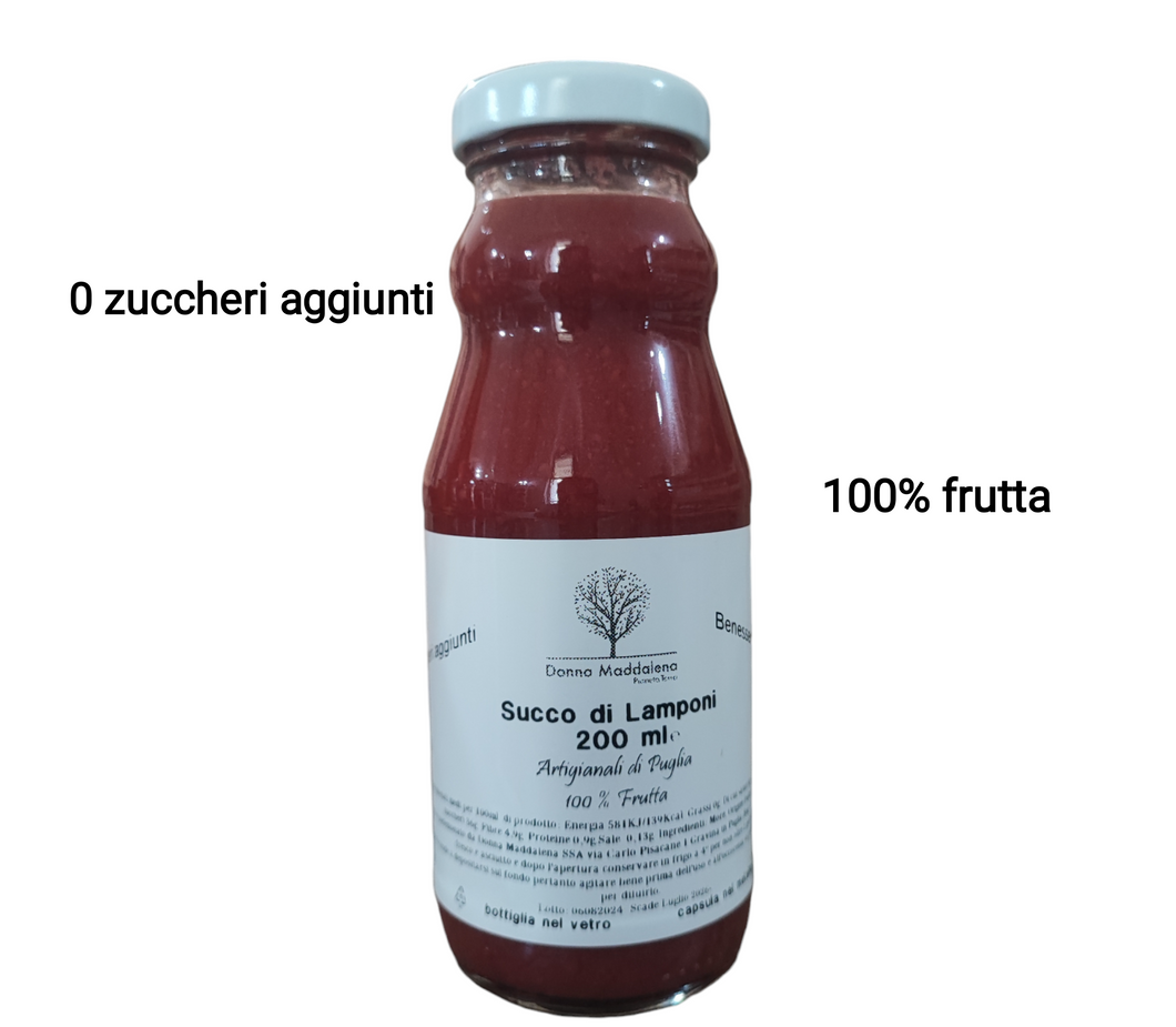 Succo di lamponi 200 ml               0 zuccheri 100% frutta